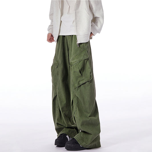 Washed-Cotton Wide-Leg Overalls