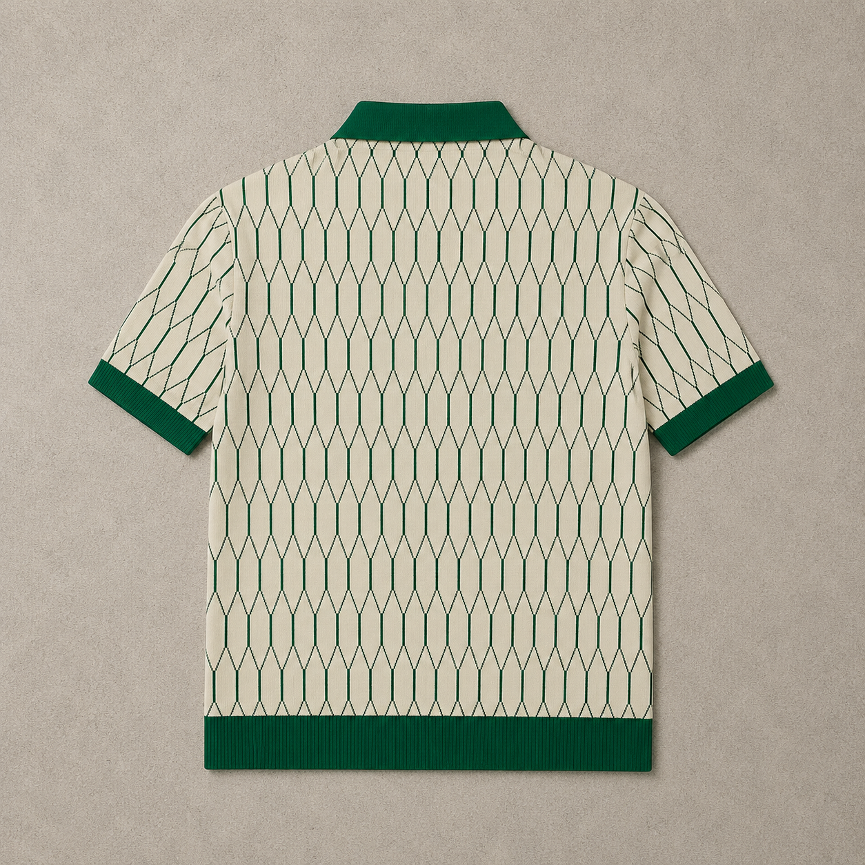 Contrast-Plaid Polo Shirt green back flat lay