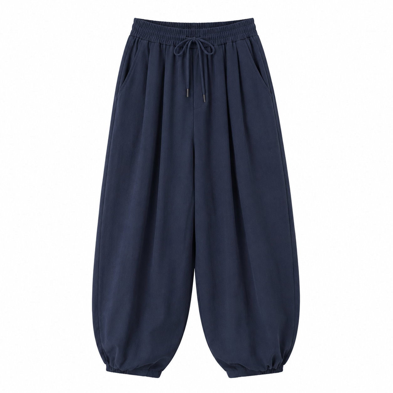 Navy Blue Harbor Tapered Trousers, front view on white background