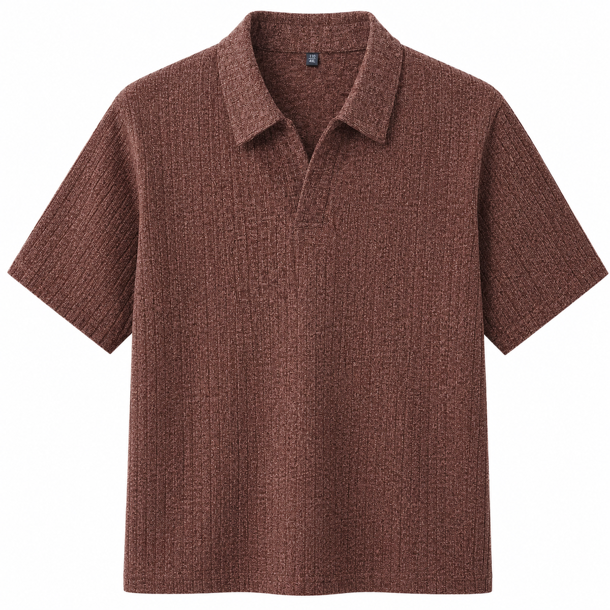 Coffee Savanna Striped Polo, front view on white background