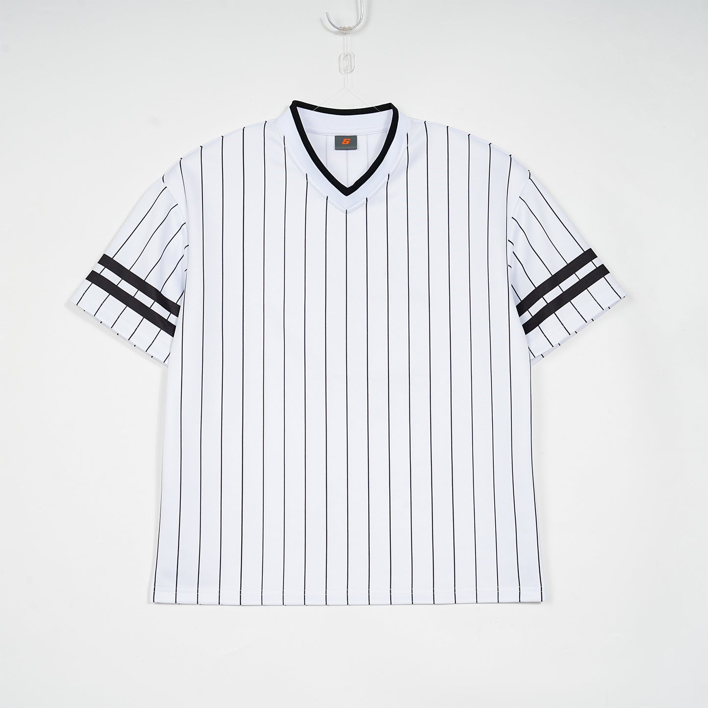 White Prism Ribbed V-Neck Tee, product photo