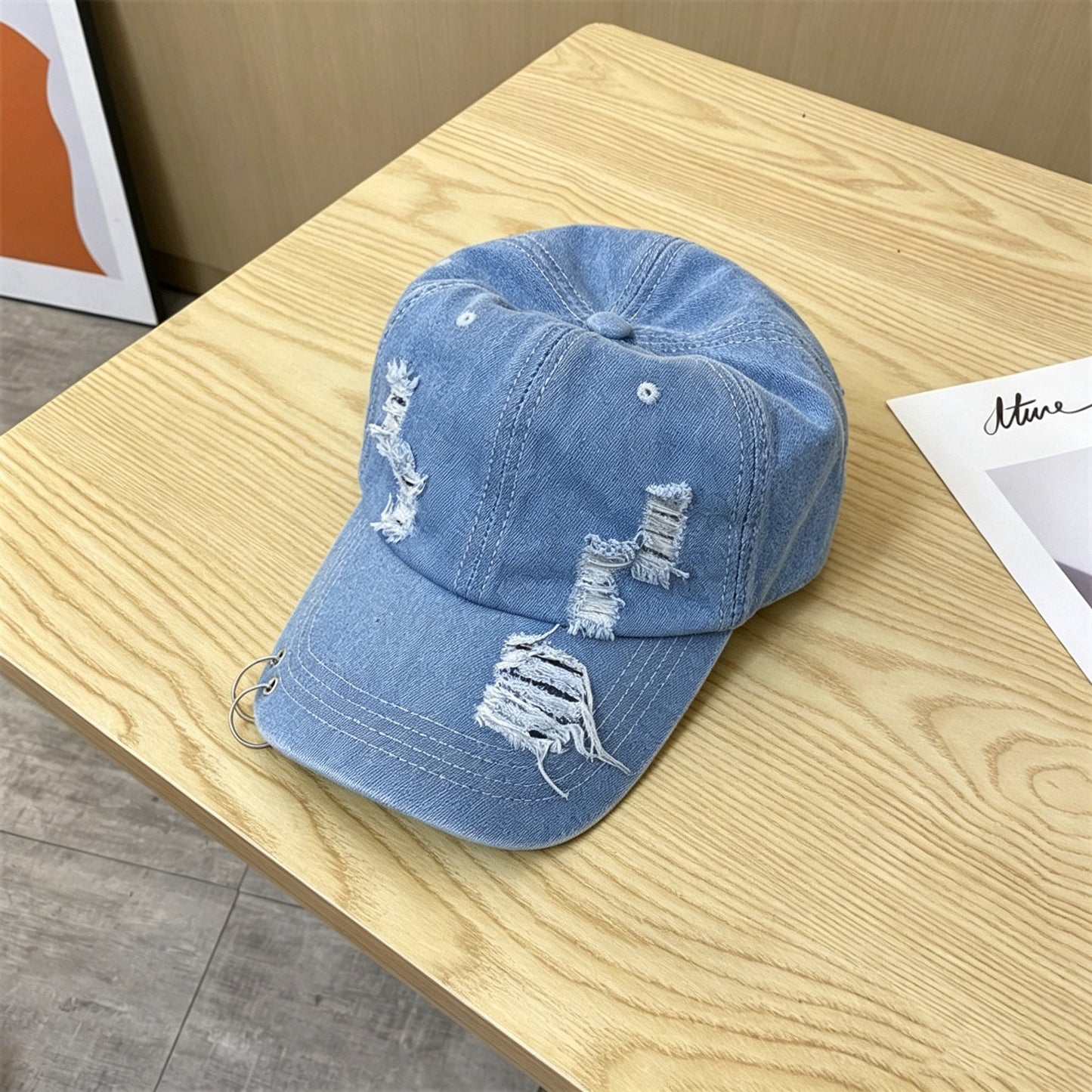 Blue Rebel Frayed Denim Cap, product photo