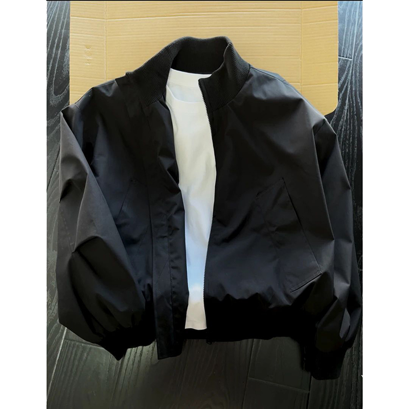 Black Aviator Bomber Jacket, product photo