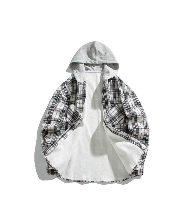 Fleece-Lined Hooded Shirt Jacket