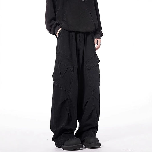 Washed-Cotton Wide-Leg Overalls