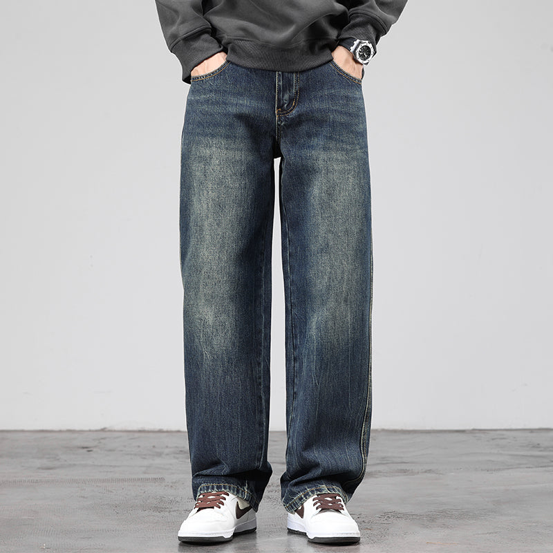 Fleece-Lined Retro Straight Jeans