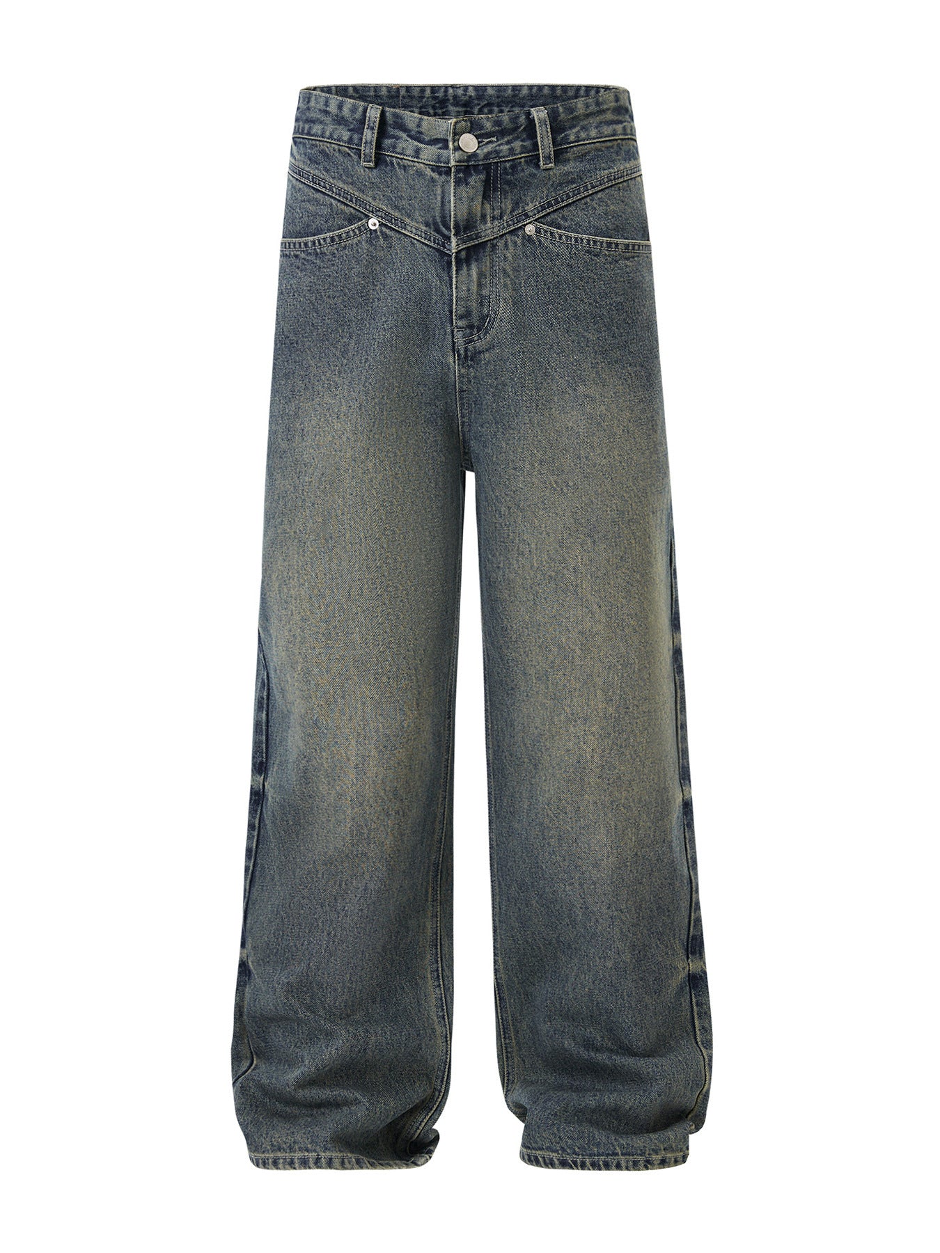 Vintage-Washed Wide-Leg Jeans