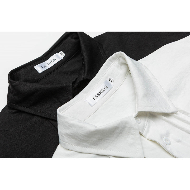 Pleated-Placket Fashion Shirt