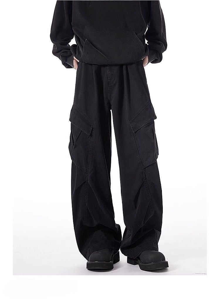 Washed-Cotton Wide-Leg Overalls