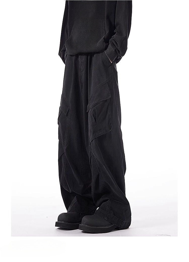 Washed-Cotton Wide-Leg Overalls