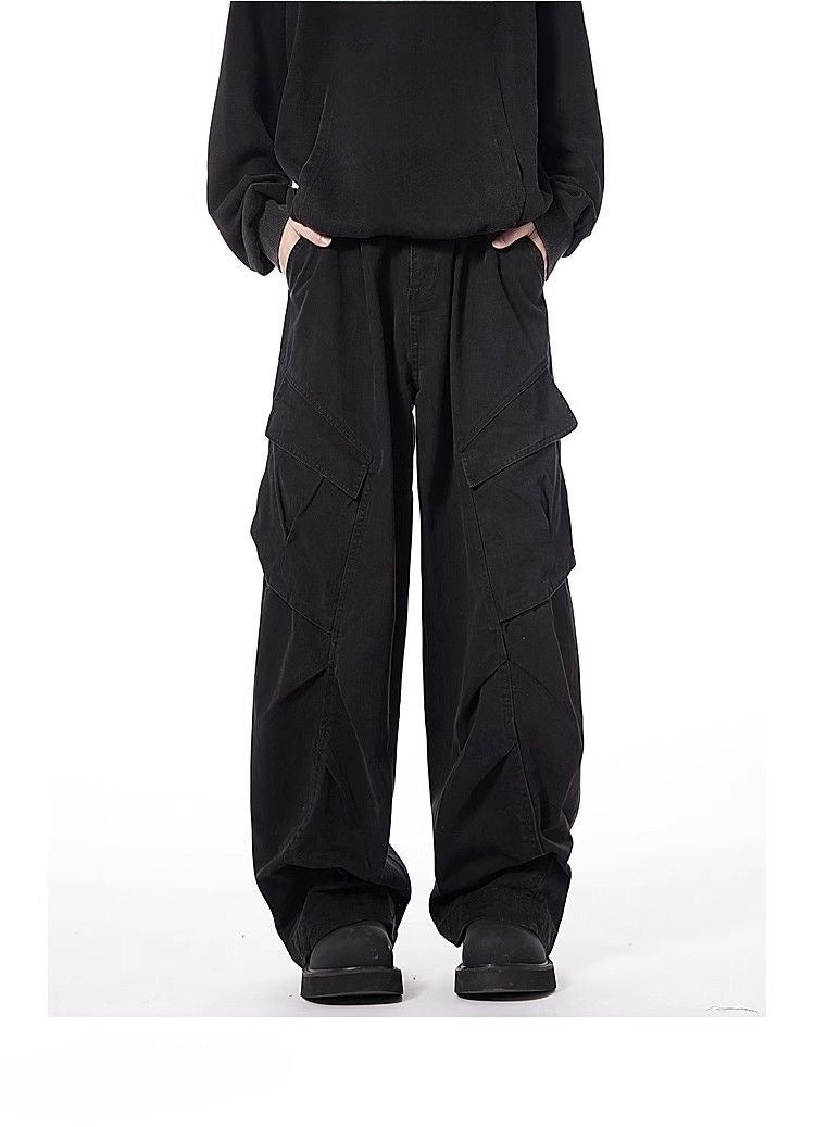 Washed-Cotton Wide-Leg Overalls
