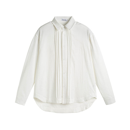 Pleated-Placket Fashion Shirt
