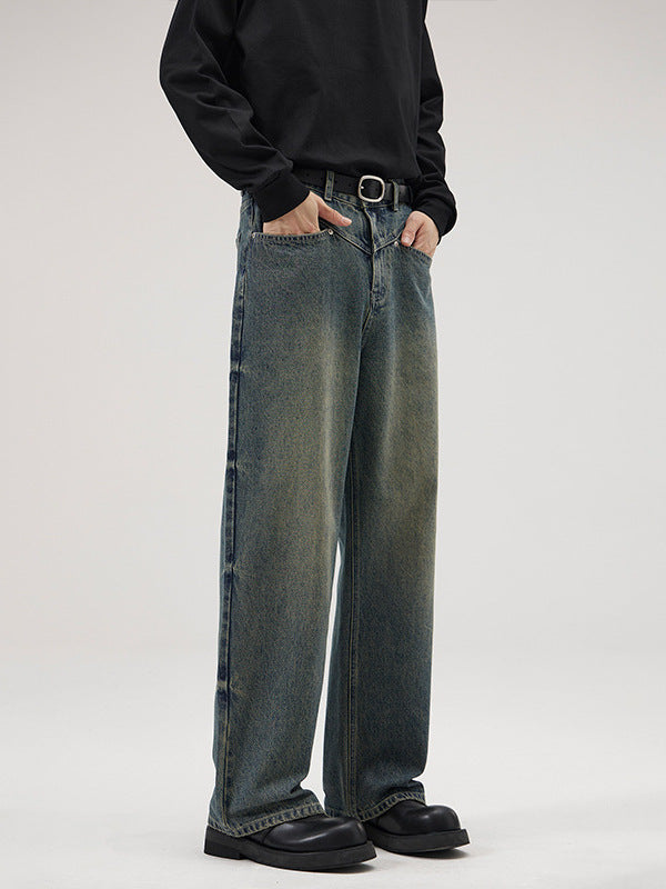 Vintage-Washed Wide-Leg Jeans