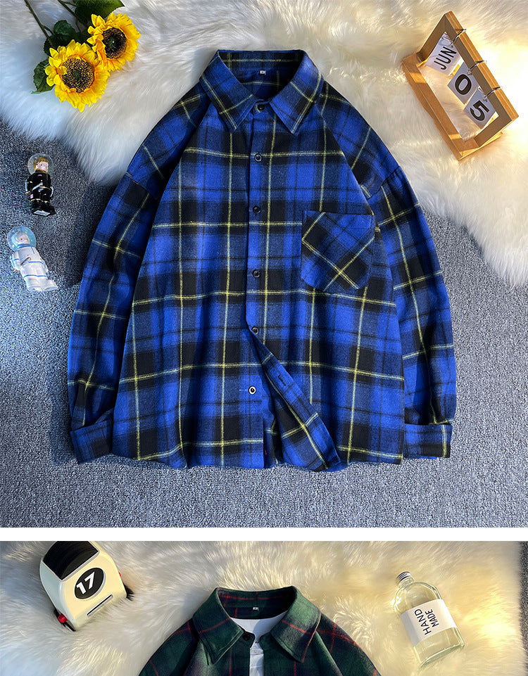 American Retro Plaid Long-Sleeve Shirt