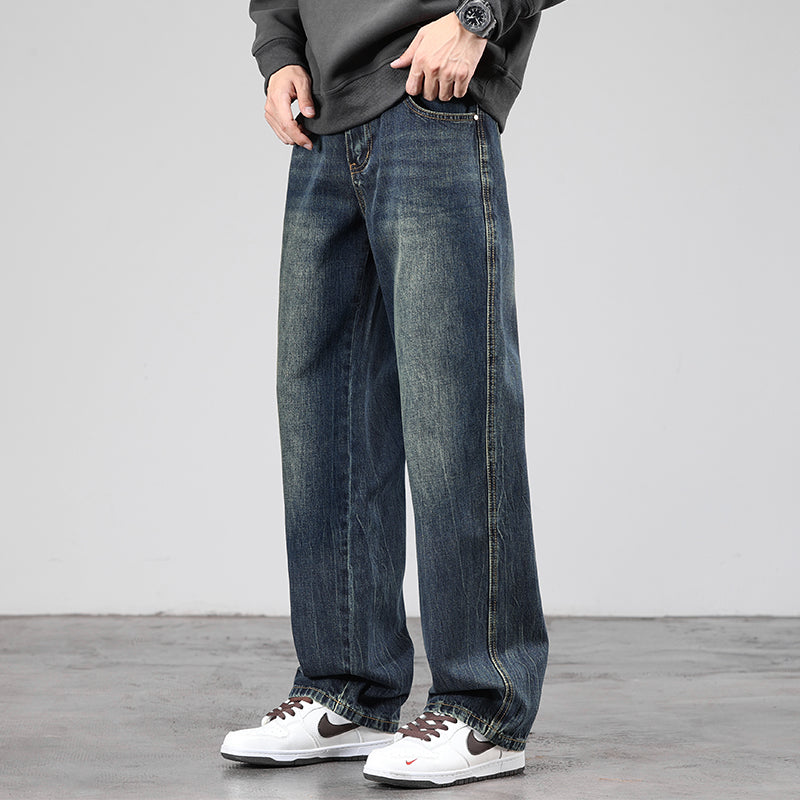 Fleece-Lined Retro Straight Jeans