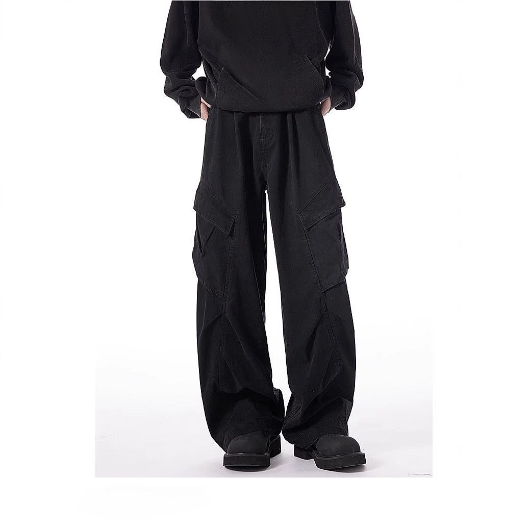 Washed-Cotton Wide-Leg Overalls