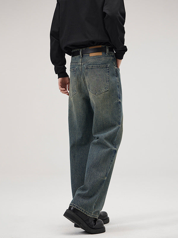 Vintage-Washed Wide-Leg Jeans