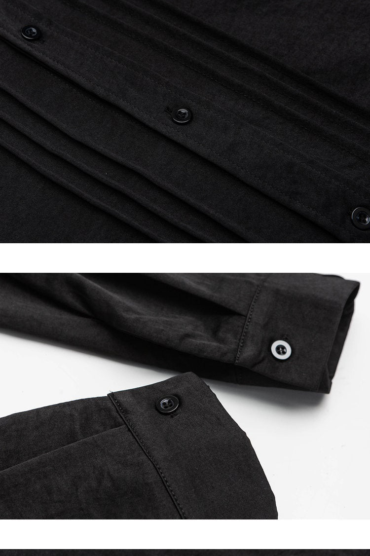 Pleated-Placket Fashion Shirt