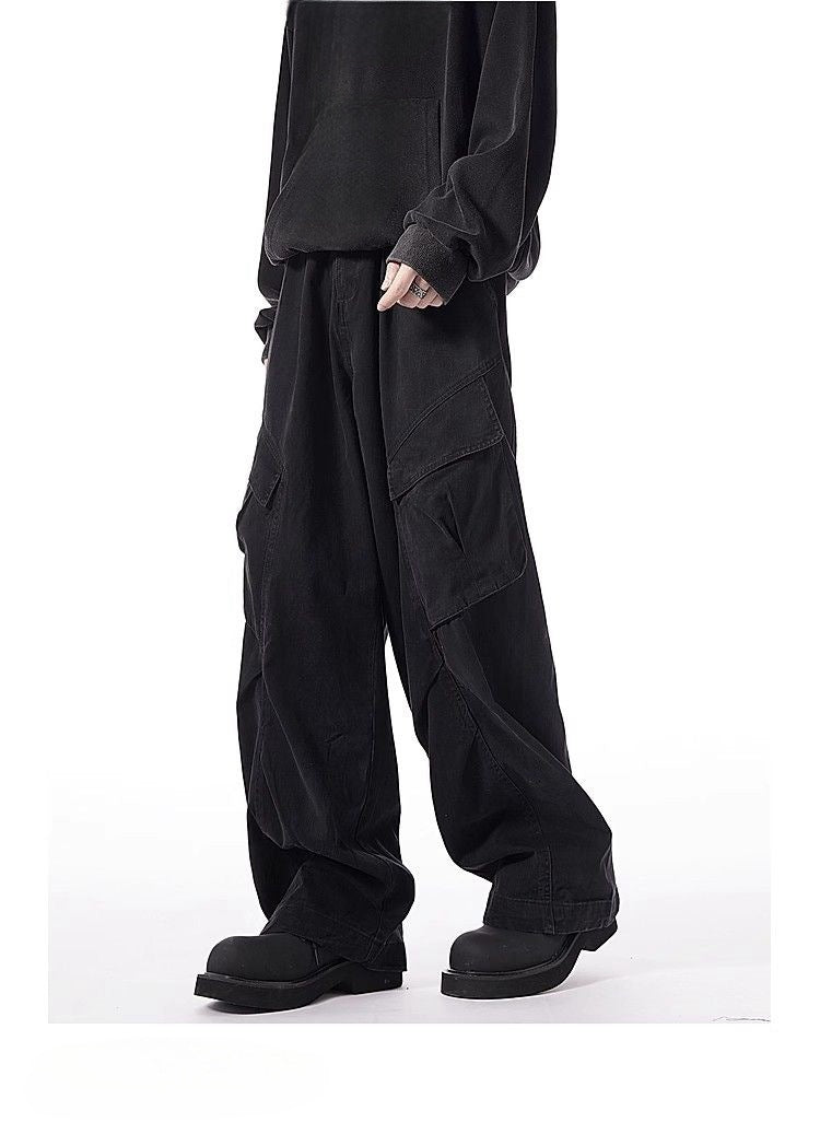 Washed-Cotton Wide-Leg Overalls