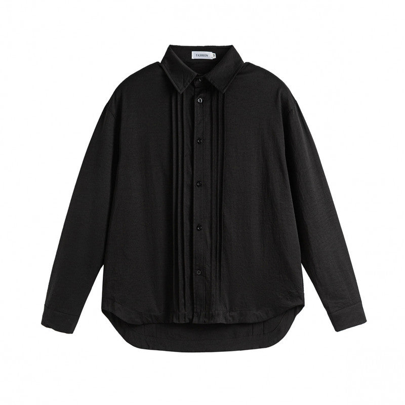 Pleated-Placket Fashion Shirt