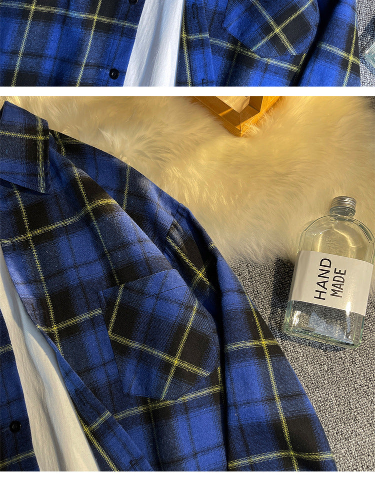 American Retro Plaid Long-Sleeve Shirt