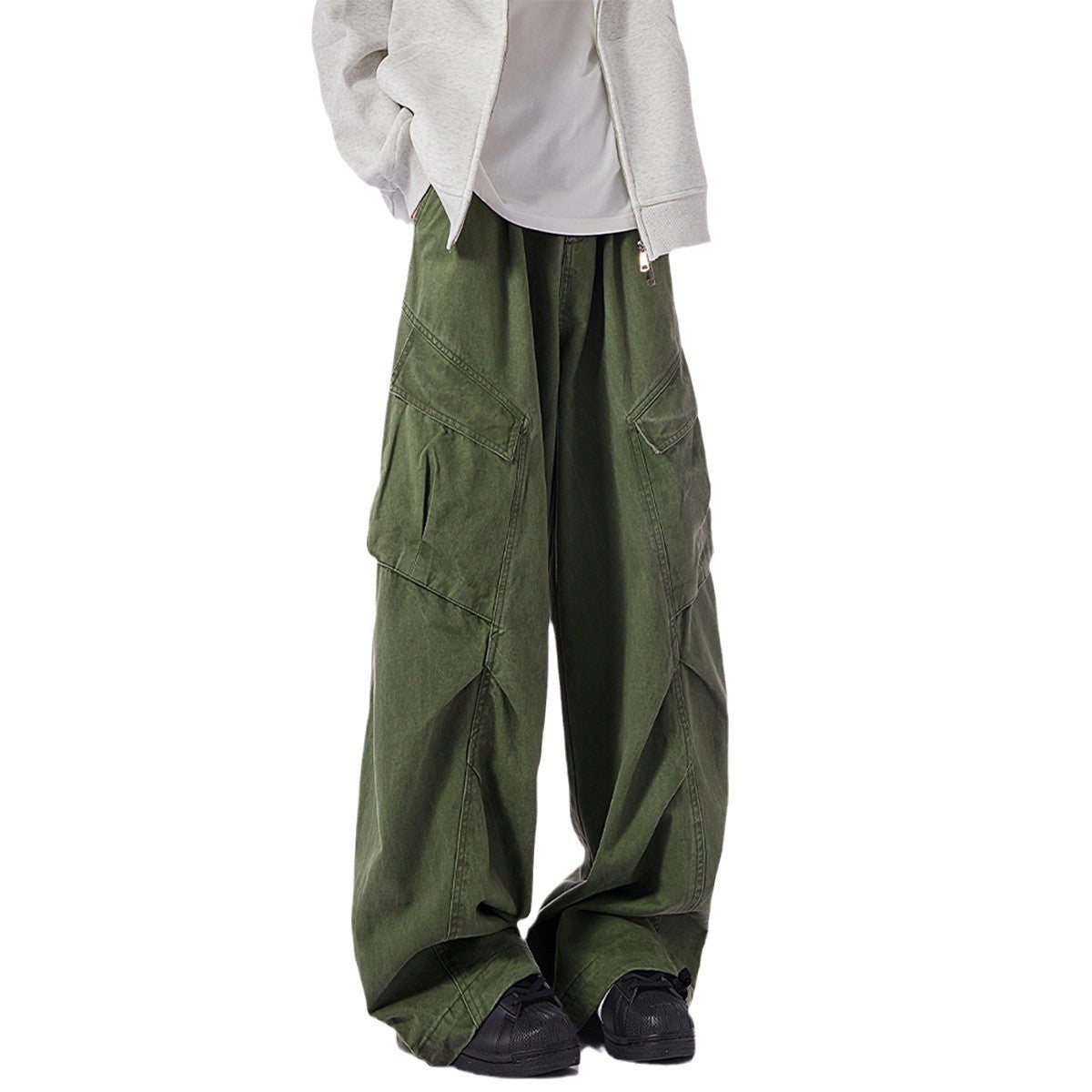 Washed-Cotton Wide-Leg Overalls