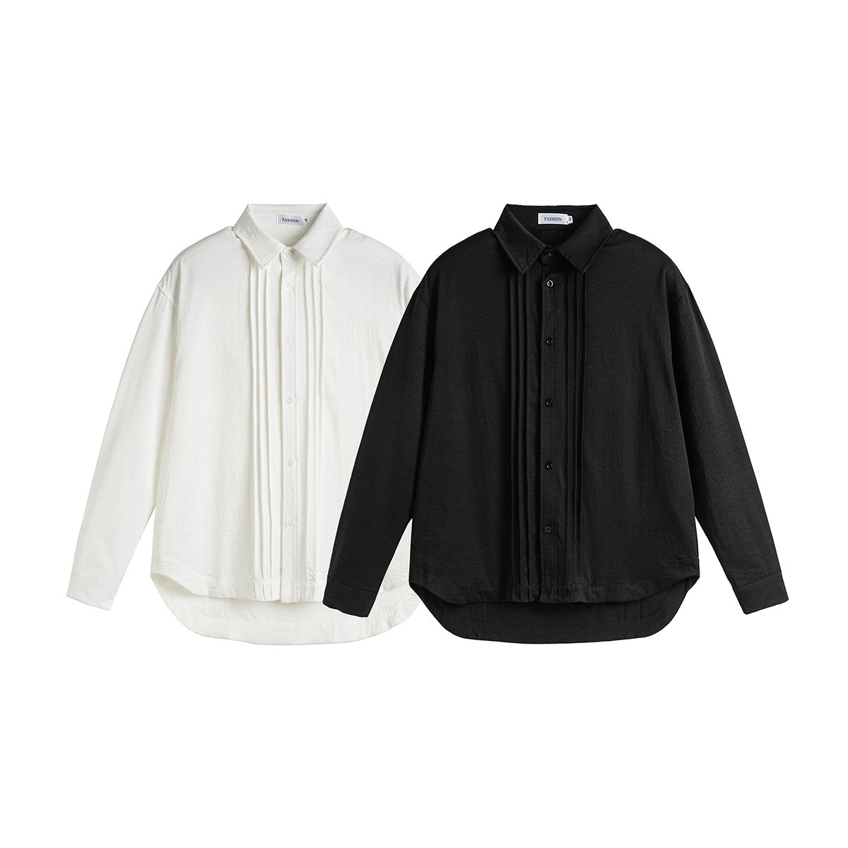 Pleated-Placket Fashion Shirt