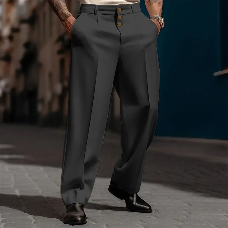 Straight-Fit Formal Business Trousers