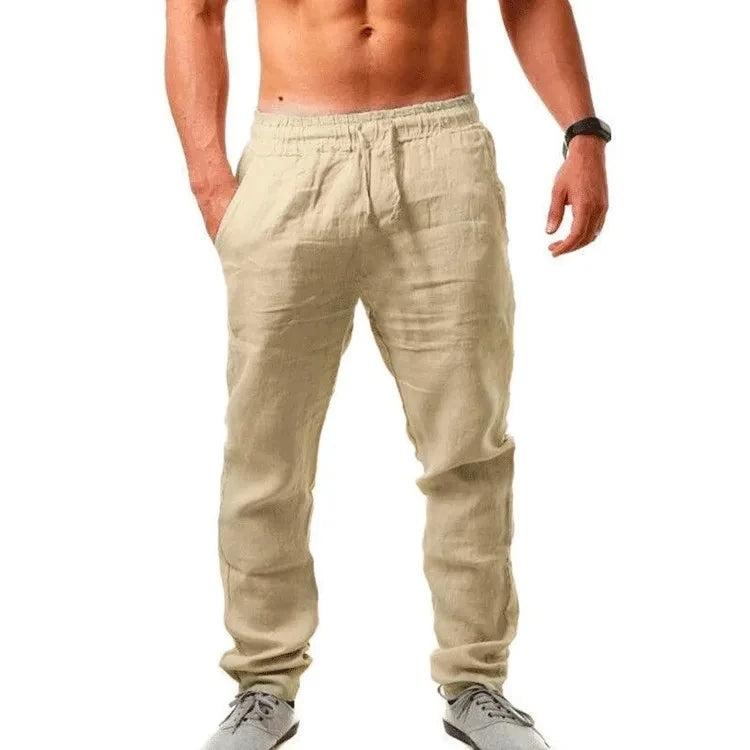 Solid-Color Loose Cotton Linen Pants