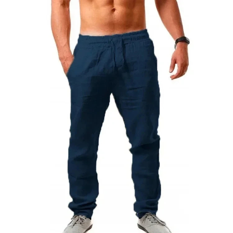 Solid-Color Loose Cotton Linen Pants