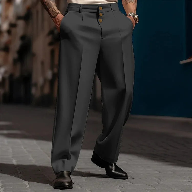 Straight-Fit Formal Business Trousers