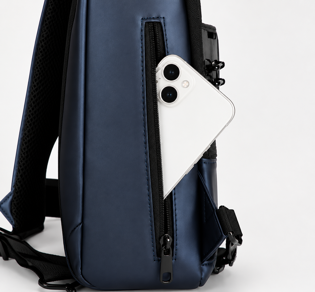 Anti-Theft Chest and Waist Bag phone pocket close-up image