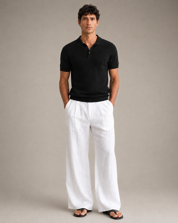 Arlen Wide-Leg Linen Pants white trousers