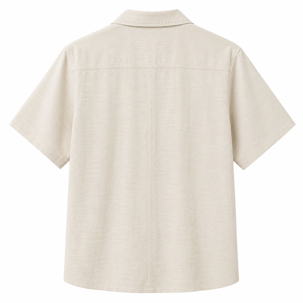 Apricot textured Artisan Stitch short-sleeve shirt, back view on white background