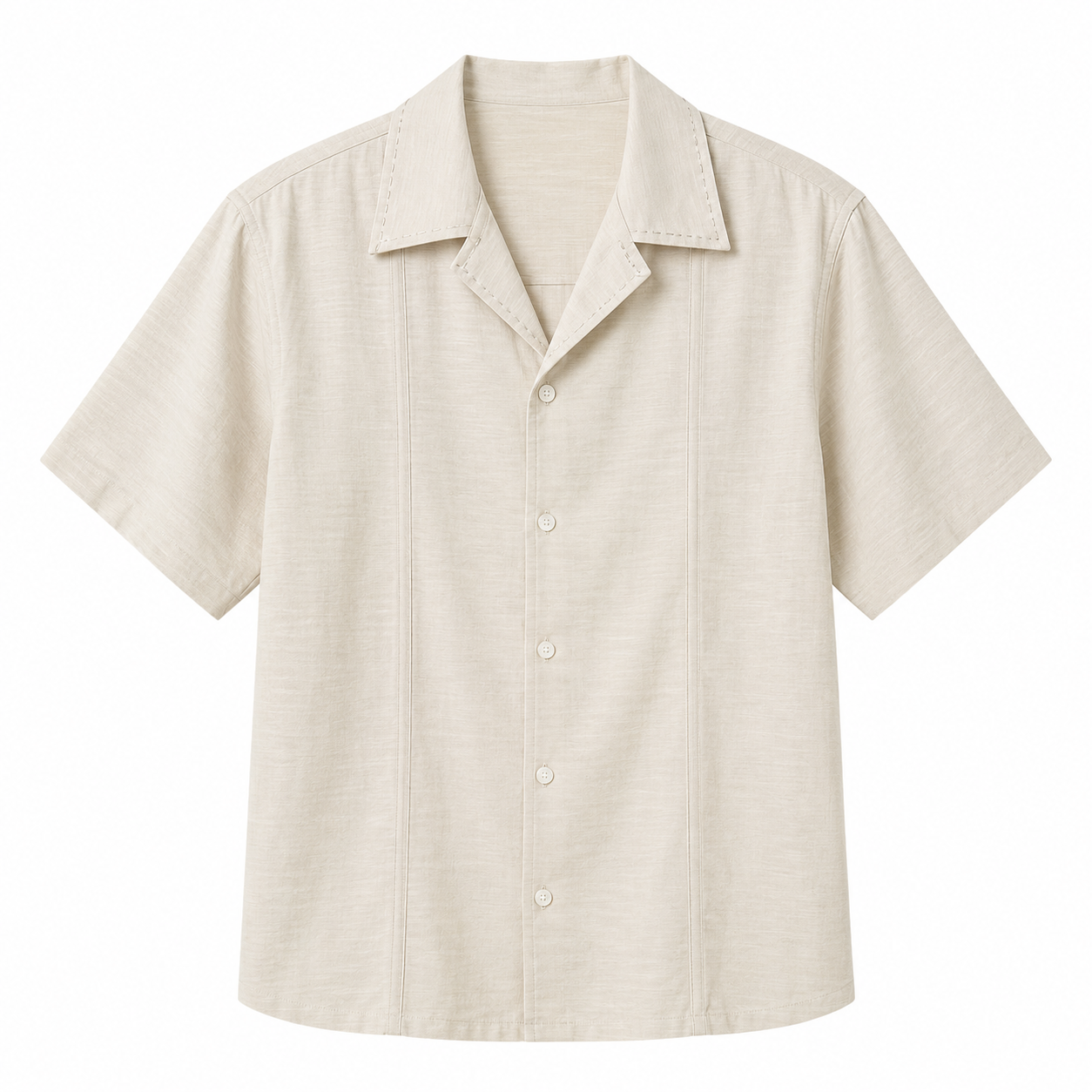 Apricot textured Artisan Stitch short-sleeve shirt, front view on white background
