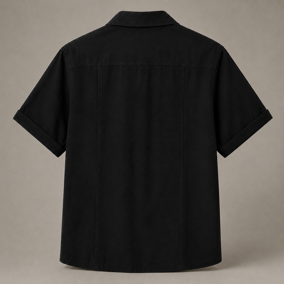 Black textured Atelier short-sleeve shirt back view