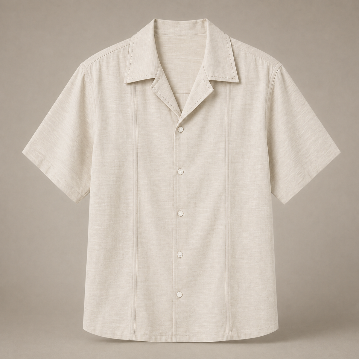 Apricot textured Atelier short-sleeve shirt front view