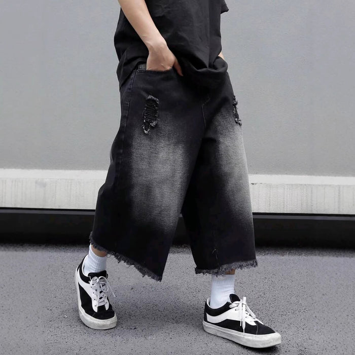 Black Fade Distressed Jeans, product photo