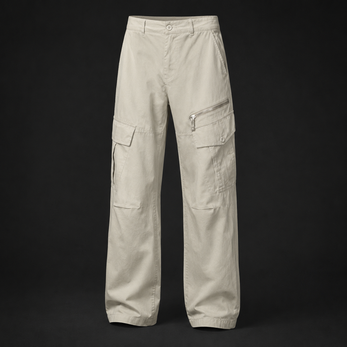 Colter Drawstring Straight-Leg Trousers in khaki on a dark studio background