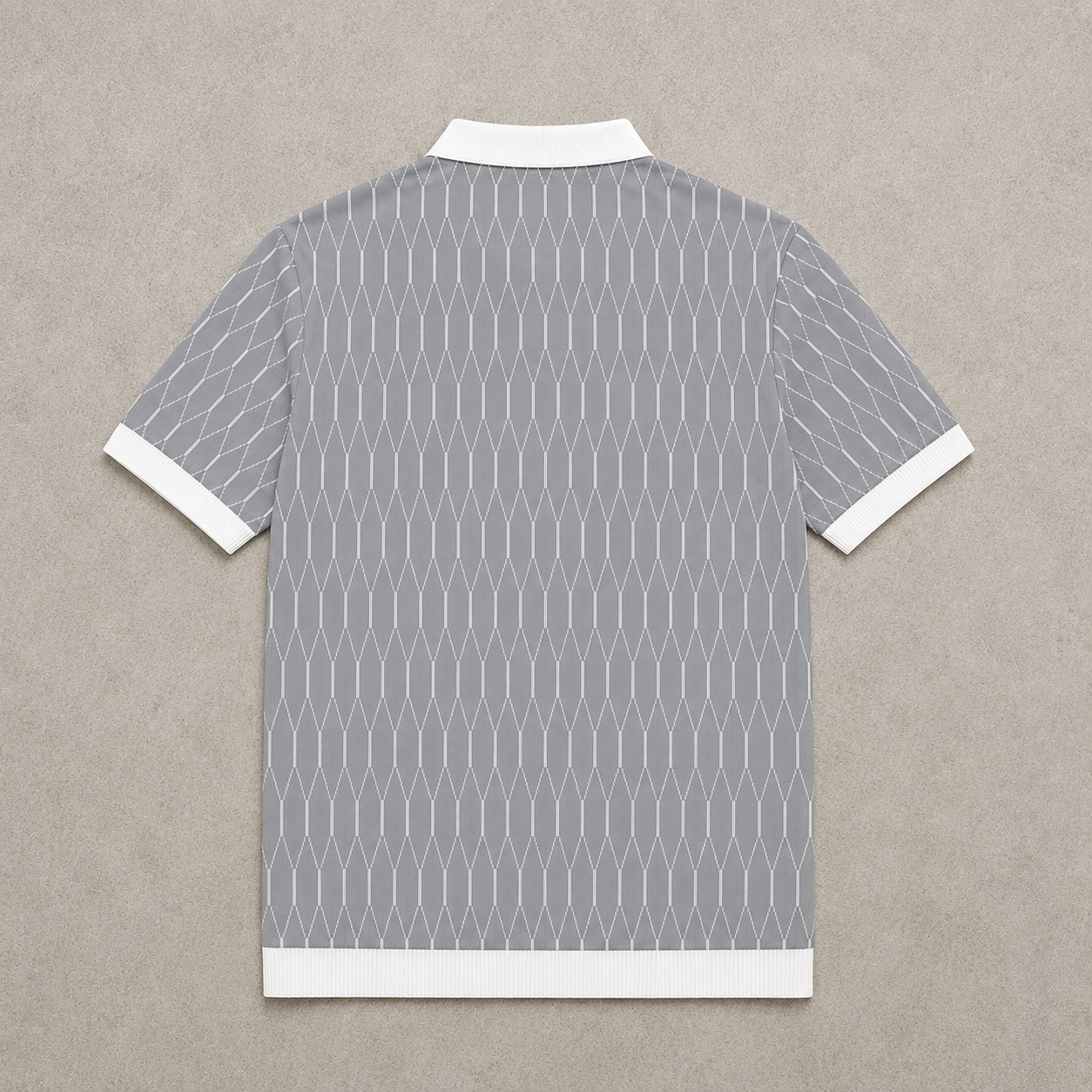 Contrast-Plaid Polo Shirt gray back flat lay