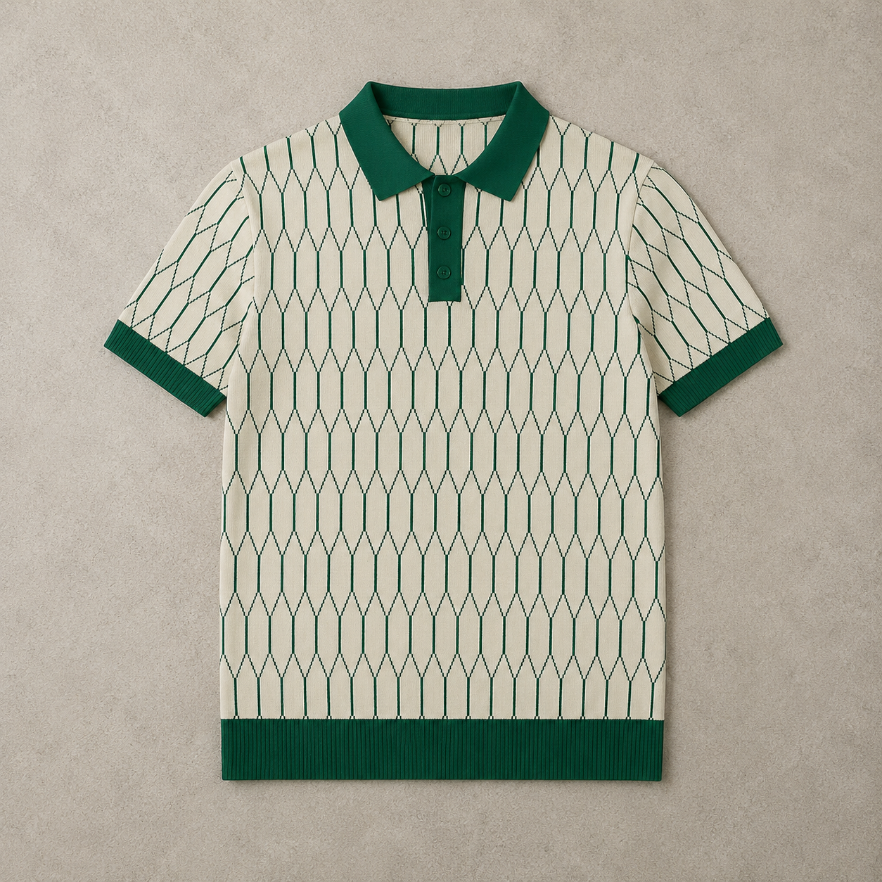 Contrast-Plaid Polo Shirt green front flat lay