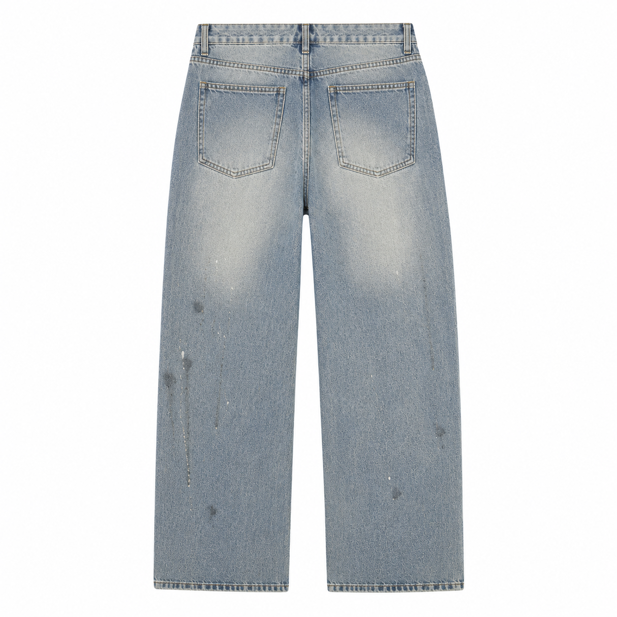 Distressed Paint-Splash Straight Jeans — back view