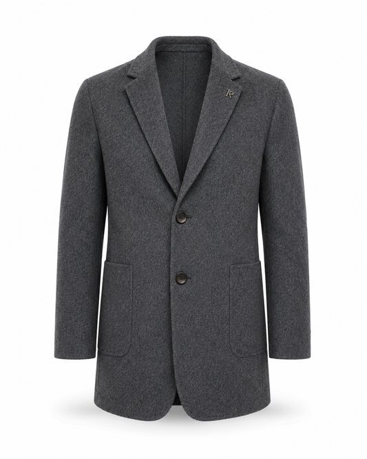 Double-Faced Wool Overcoat with Down Liner on white background