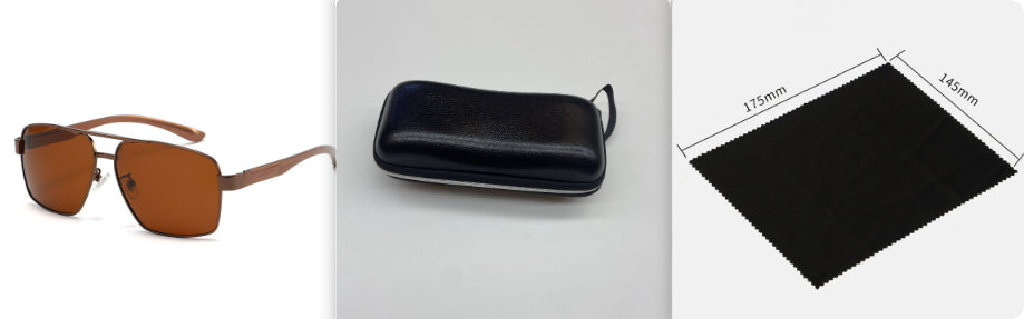 Dark Brown + Case Pilot Polarized Sunglasses, product photo
