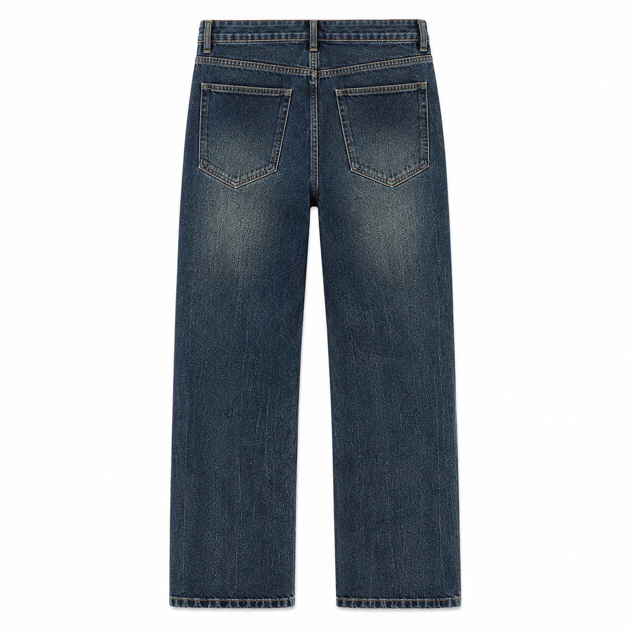 Fleece-Lined Retro Straight Jeans back view on white background