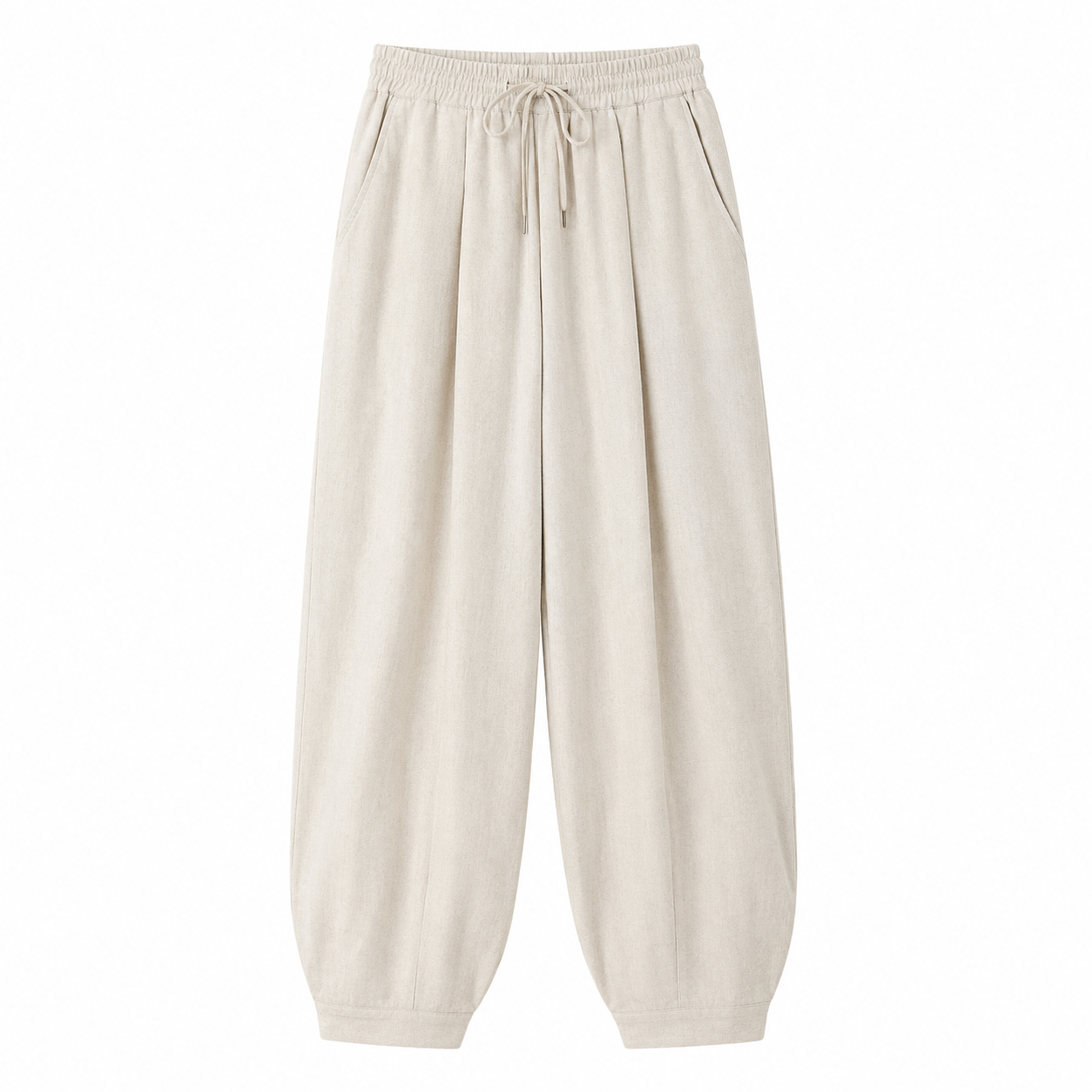 Khaki Harbor Tapered Trousers, front view on white background