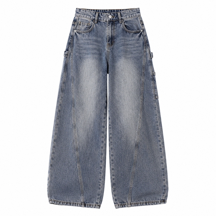 Hudson Wide-Leg Jeans in vintage blue wash, front product view