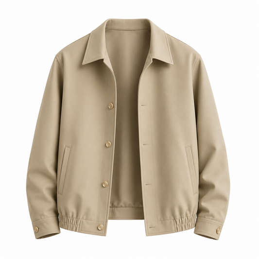 Dark khaki cropped jacket — front product view