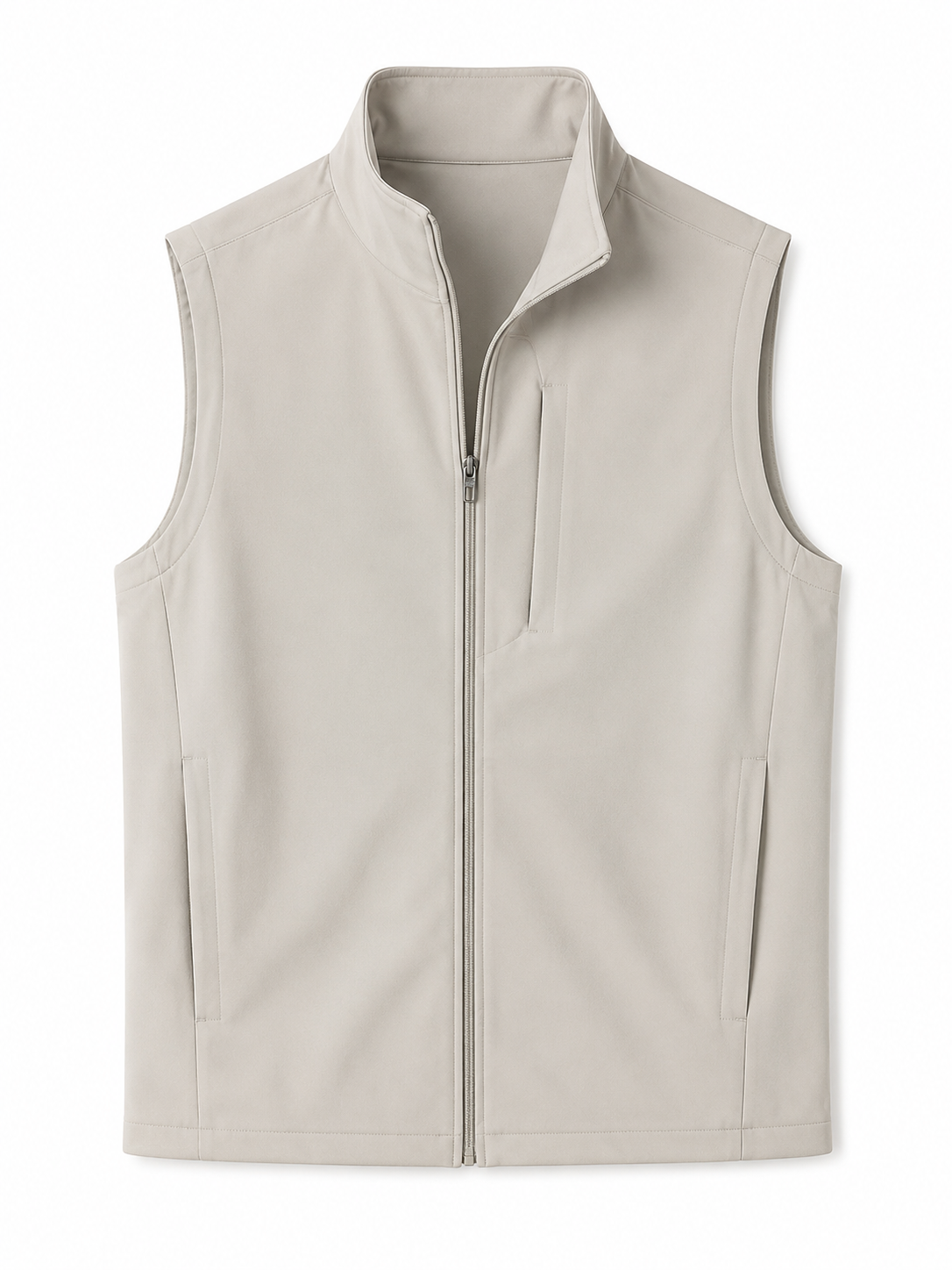 Light apricot men's sleeveless sport vest, product front view