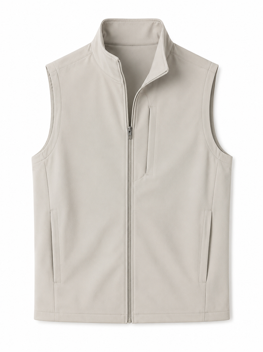 Light apricot men's sleeveless sport vest, product front view